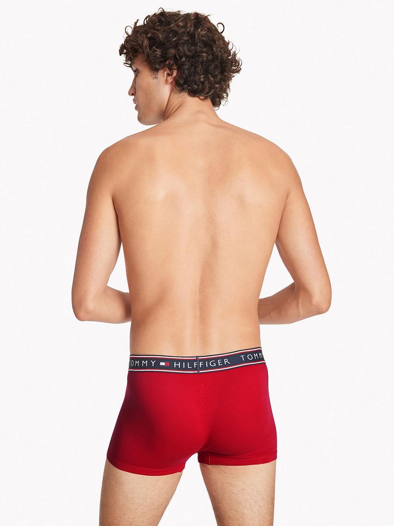 Férfi Tommy Hilfiger Pamut stretch trunk 3pk Trunks Piros Sötétkék Szürke | HU 1294LIS